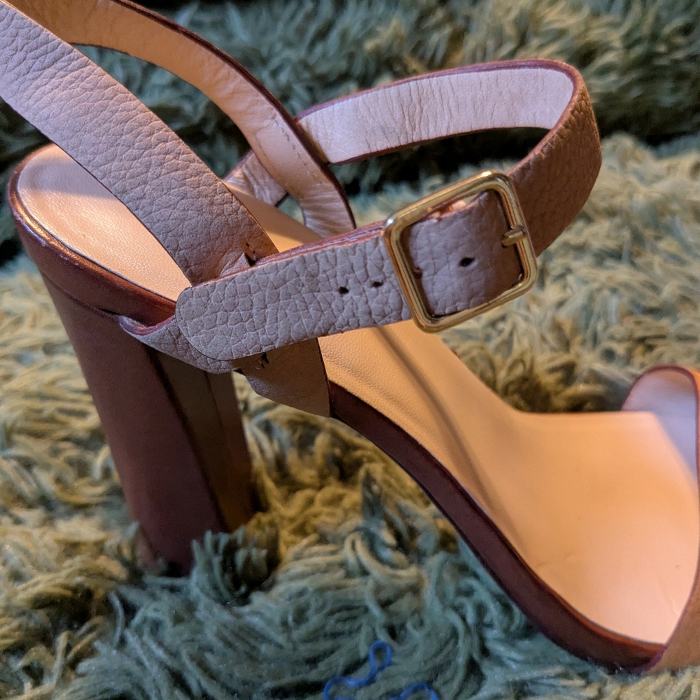 Cole Hann Nike Air Tan/Brown/Deep Yellow Women's High Heel Sandals - Picture 4 of 7